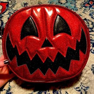 Love pain and stitches pumpkin kult red glitter purse